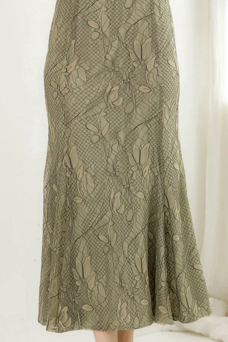 グリーンのブラウス付きフラワーレースドレス | Dorry doll | M | 結婚