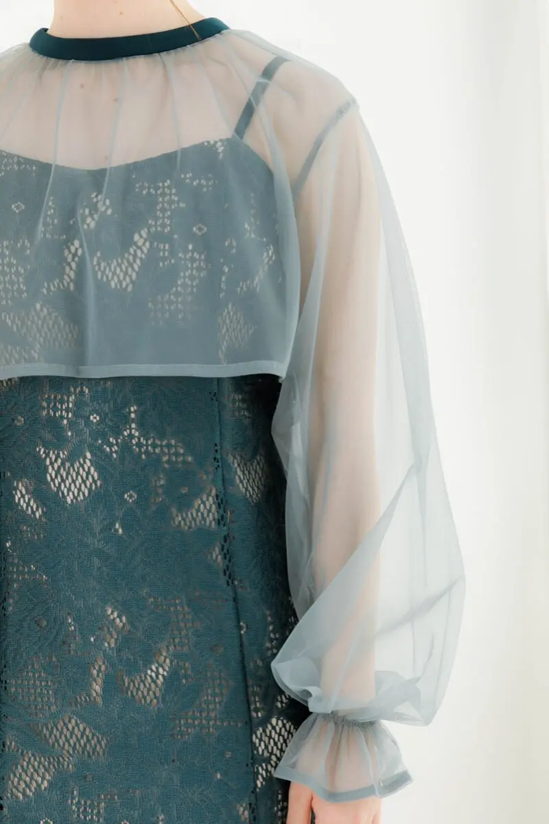 アンティークミントのチュールブラウス付きドレス | Dorry doll | M アンティークミントのチュールブラウス付きドレス | Dorry doll | M