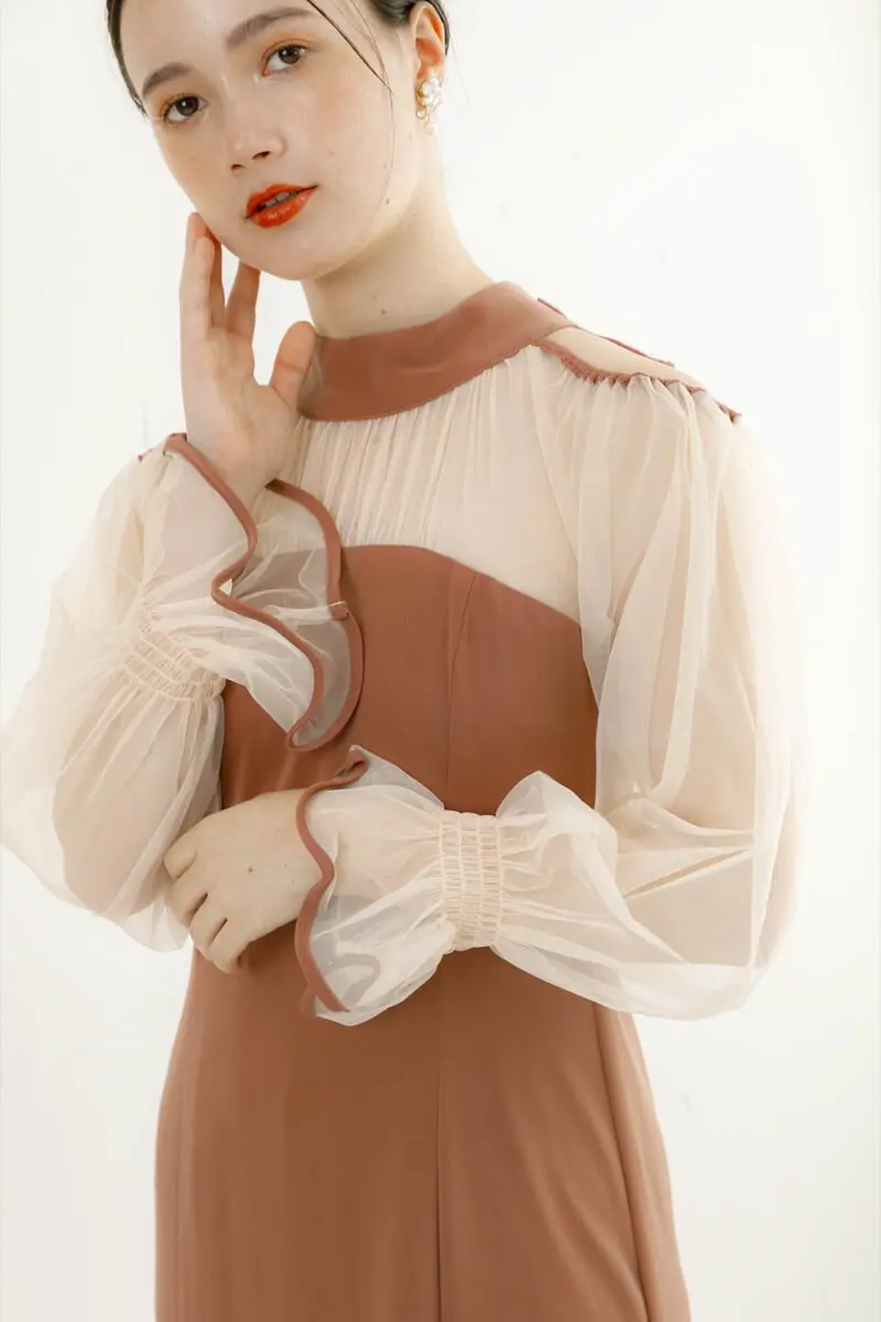 オレンジのショルダーカットアウトドレス | Dorry doll | M | 結婚式 