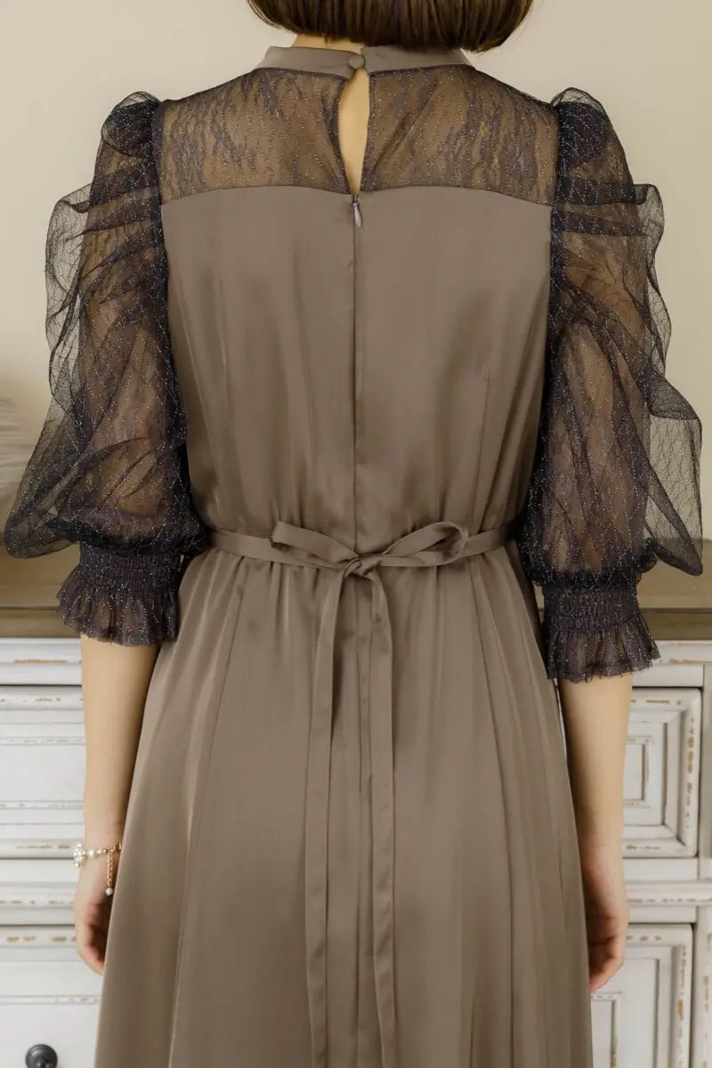 モカチャのダイヤチュール×サテンドレス | Dorry doll | M | 結婚式