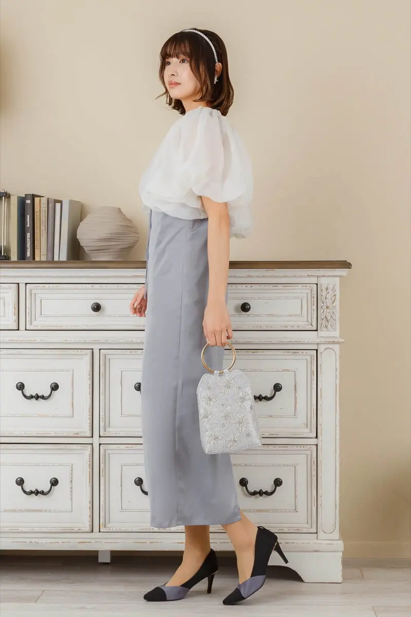 ブルーのシアーボレロ付きドレス | SALON by Chico | M | 結婚式