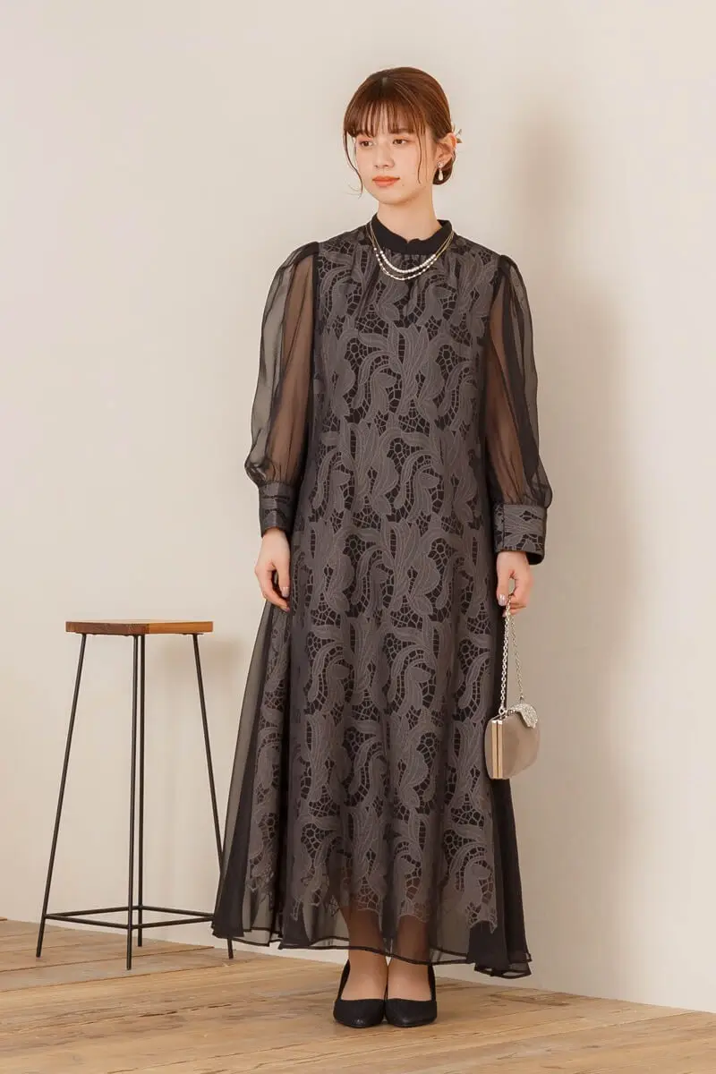 ブラックのベルト付きシアードレス | Dorry doll | M・マタニティ可