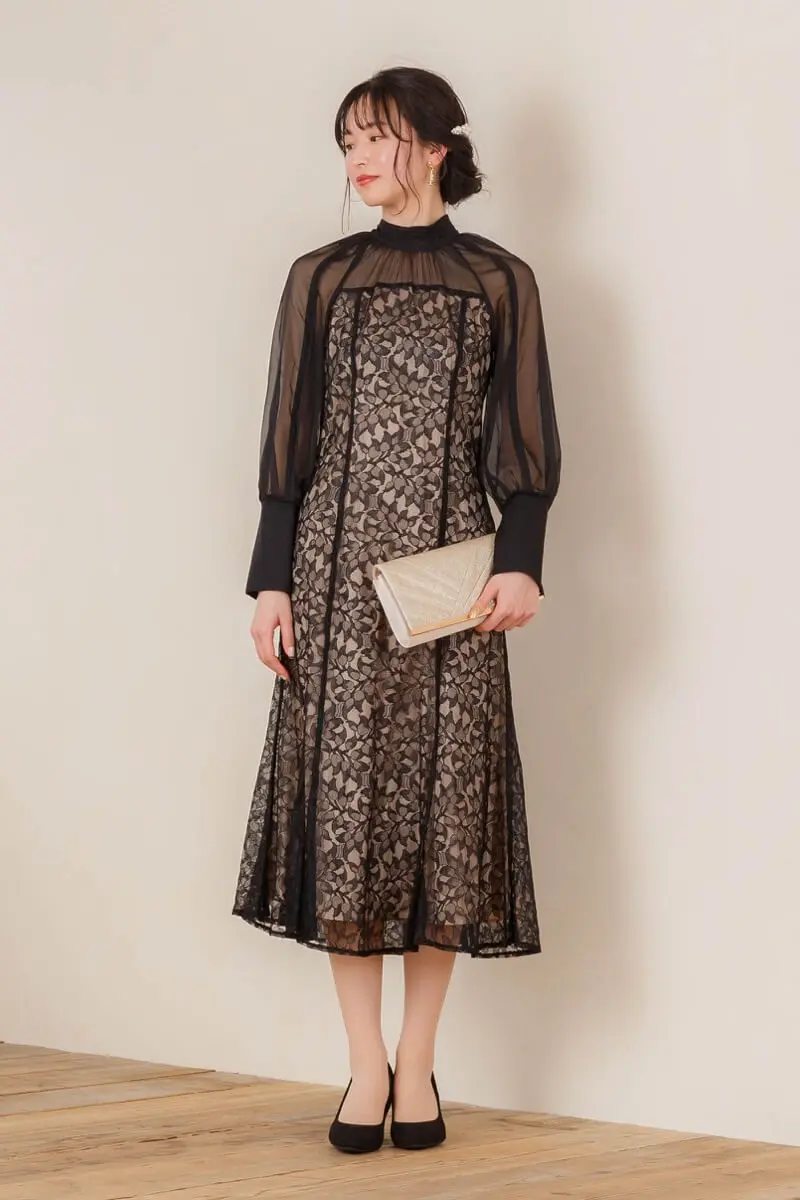 ブラックの2Wayリボンレースドレス | ANDRESD | M | 結婚式パーティー