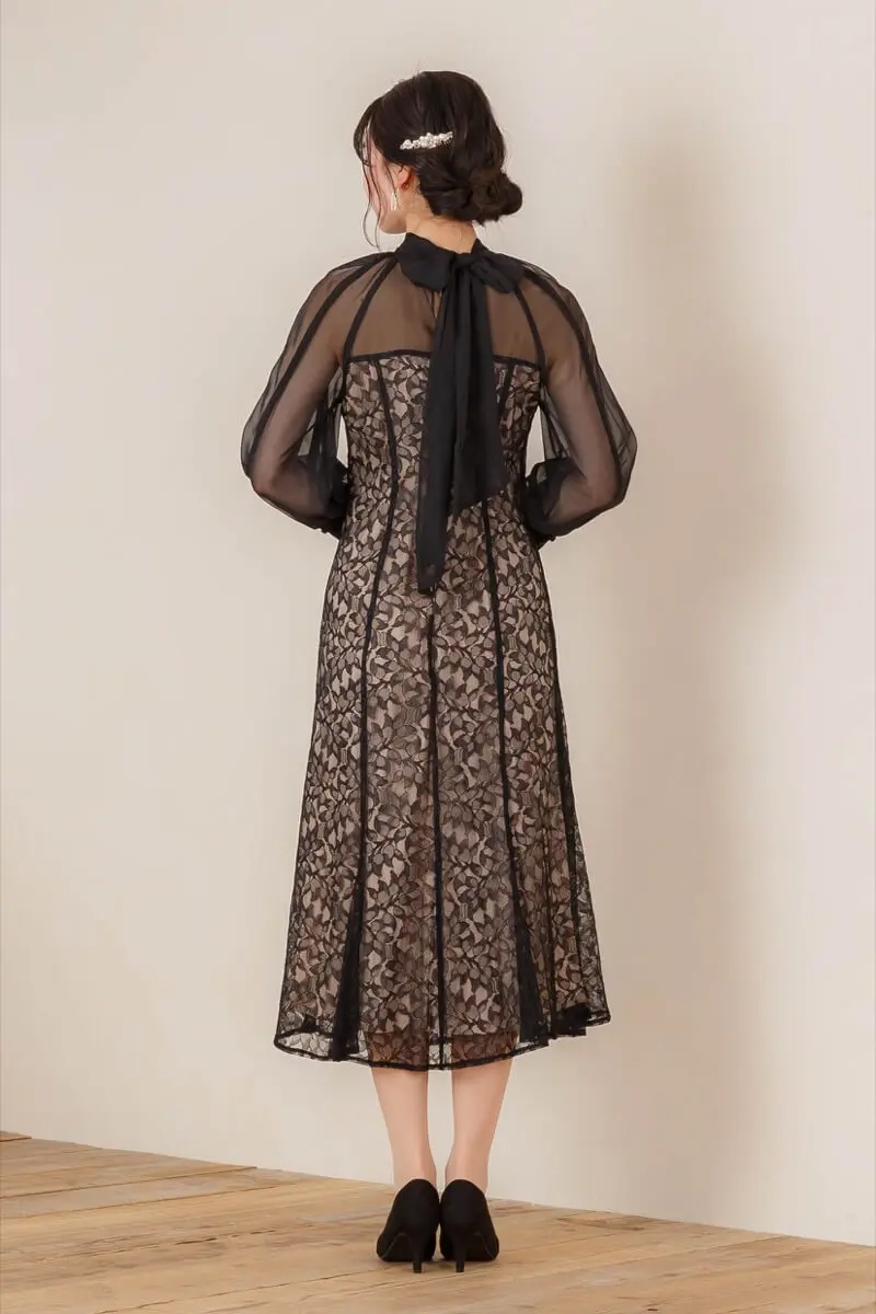 ブラックの2Wayリボンレースドレス | ANDRESD | M | 結婚式パーティー