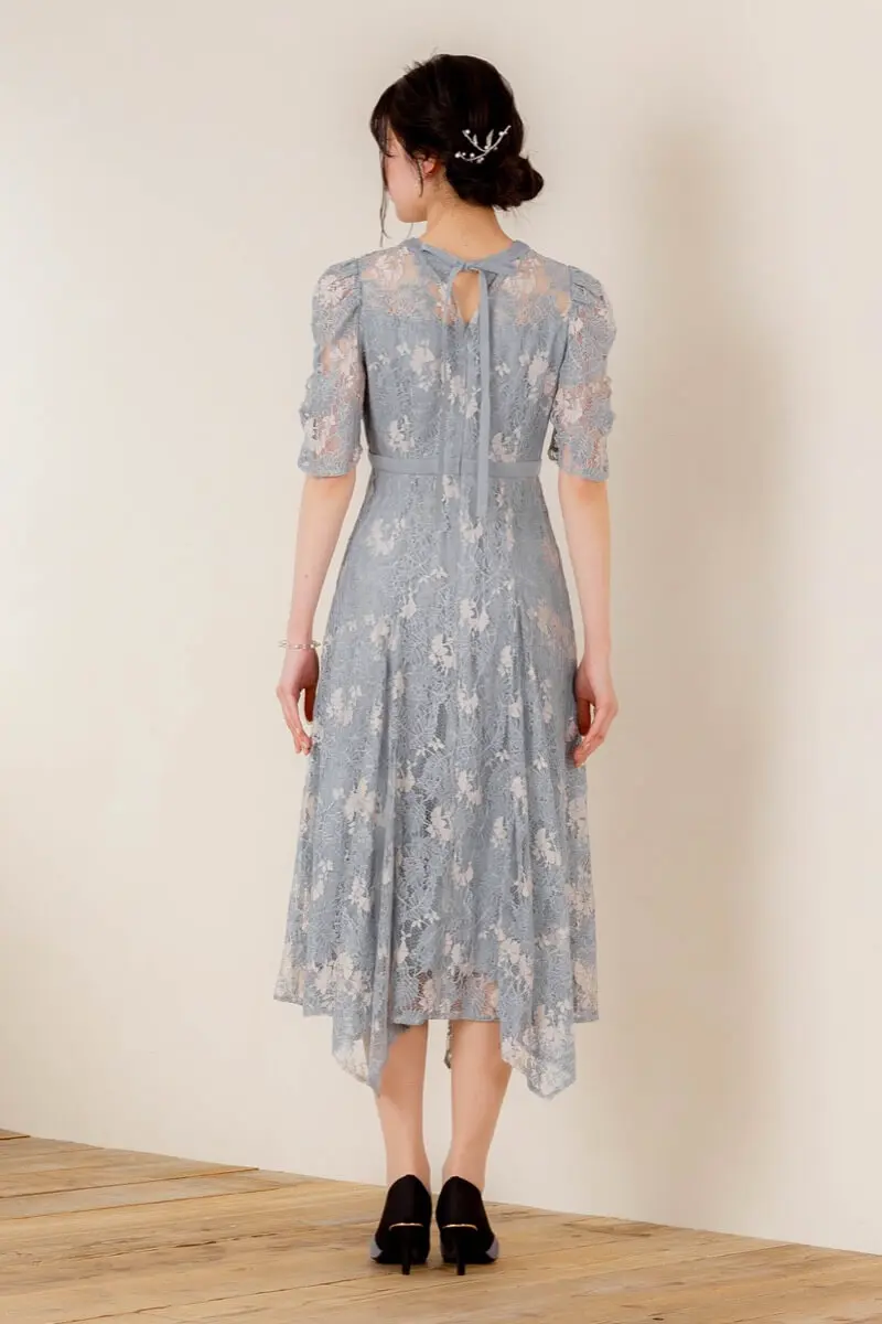 ブルーのリーフ柄レースドレス | Dorry doll | M | 結婚式