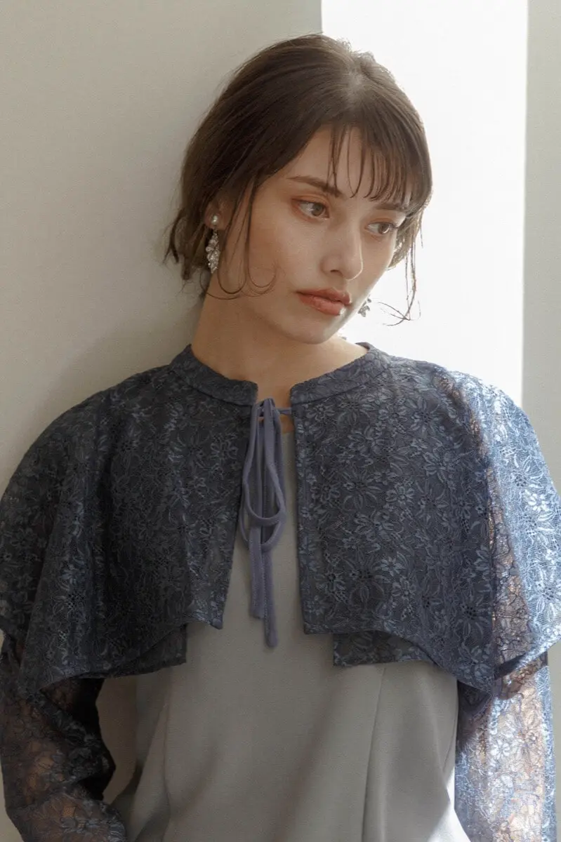 グレーのレイヤードケープドレス | ANDRESD | L | 結婚式パーティーの