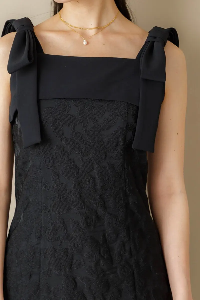 ブラックのショルダーリボンジャガードドレス | Dorry doll | M | 結婚