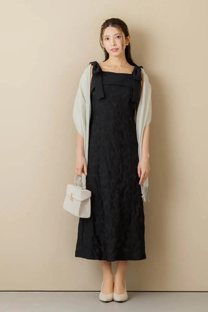 ブラックのショルダーリボンジャガードドレス | Dorry doll | M | 結婚