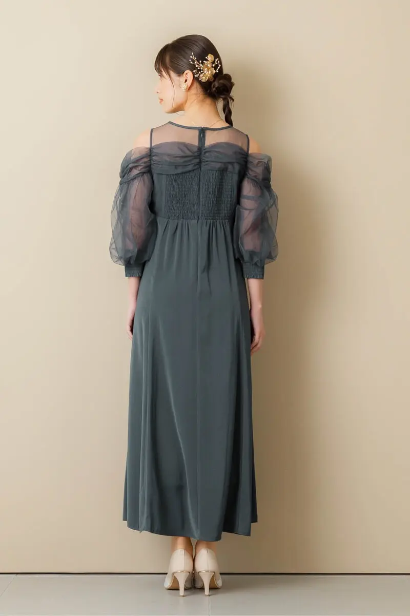 ネイビーのオープンショルダードレス | GIRL | M | 結婚式