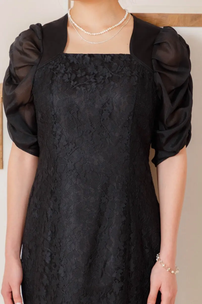 りりー様へ♥6/3 ブラックのギャザースリーブマーメイドドレス | Dorry doll | M | 結婚