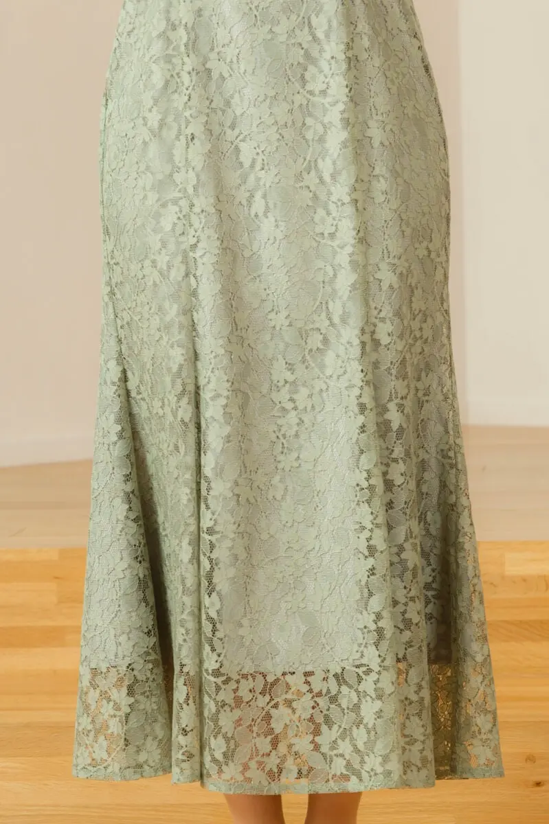 グリーンのギャザースリーブマーメイドドレス | Dorry doll | M