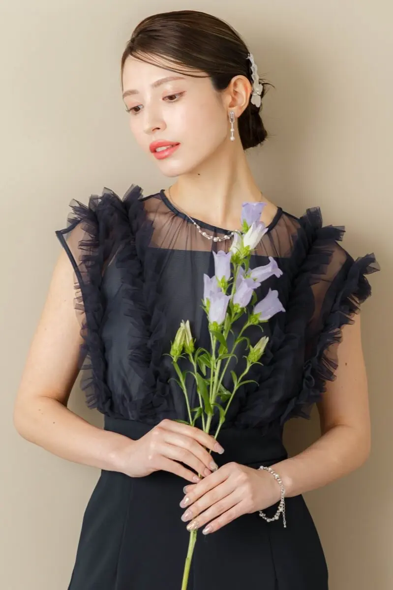 ネイビーのチュールフリルコンビネゾン | metoi | M | 結婚式