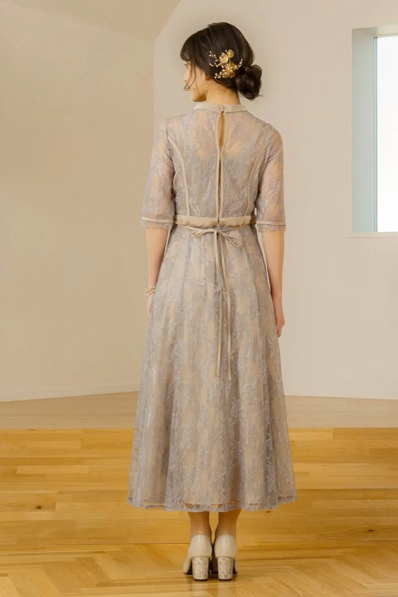 ブルーのラッセルレースパイピングドレス | Dorry doll | M | 結婚式