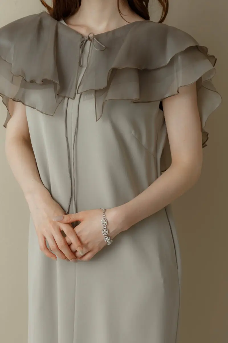 ミントのグロッシーラッフル付きドレス | ANDRESD | S | 結婚式