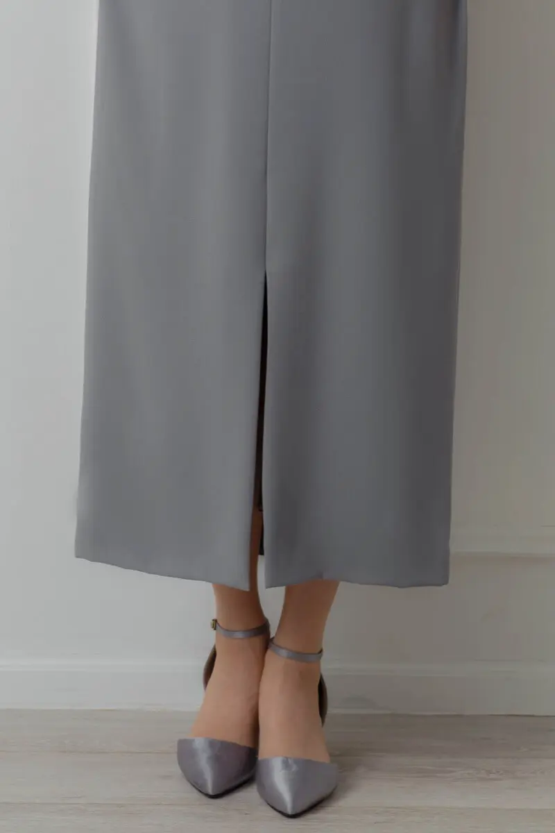 ブルーのグロッシーラッフル付きドレス | ANDRESD | L | 結婚式