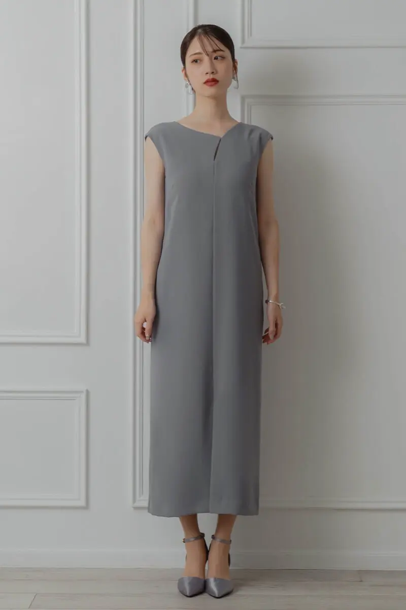 ブルーのグロッシーラッフル付きドレス | ANDRESD | L | 結婚式