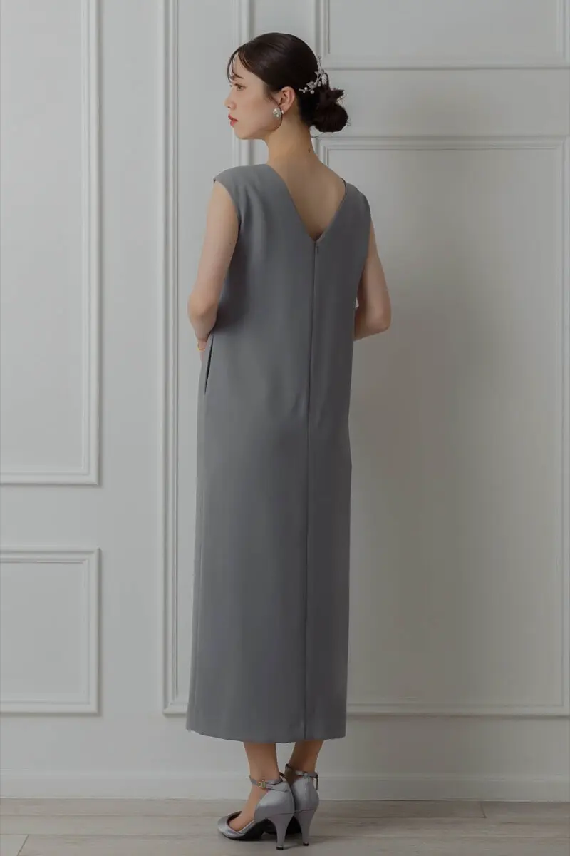 ブルーのグロッシーラッフル付きドレス | ANDRESD | L | 結婚式