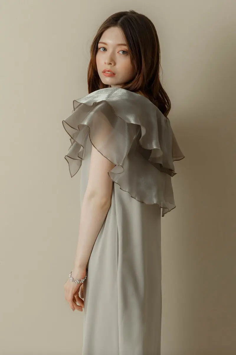 ミントのグロッシーラッフル付きドレス | ANDRESD | L | 結婚式