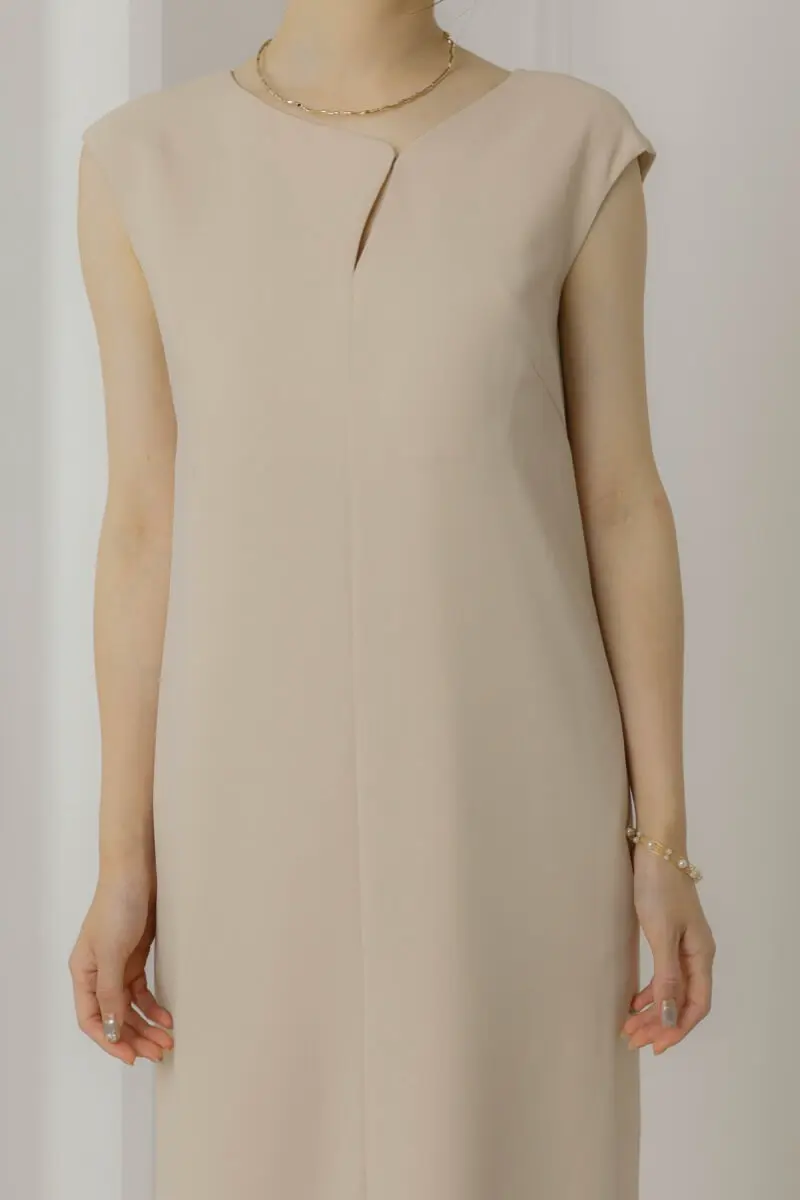 ベージュのグロッシーラッフル付きドレス | ANDRESD | L | 結婚