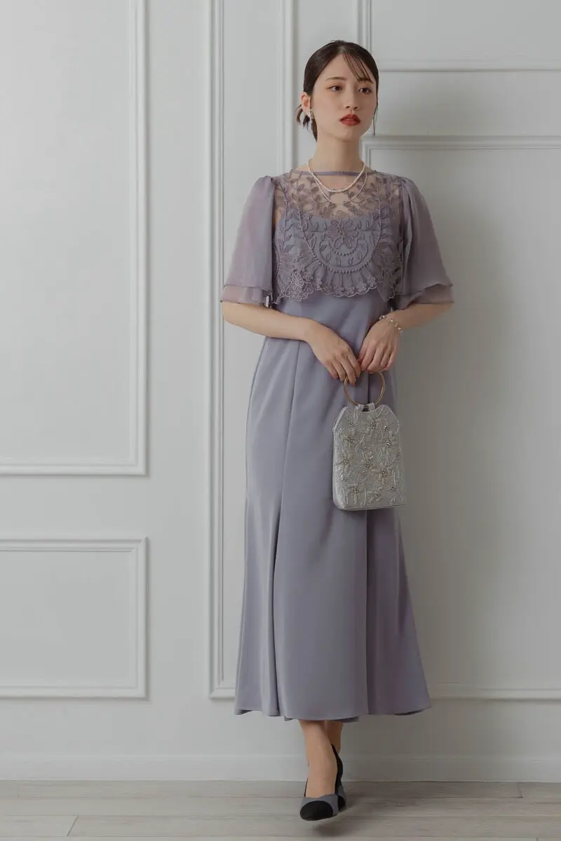 グレーのリーフブラウスマーメイドドレス | Dorry doll | M | 結婚式