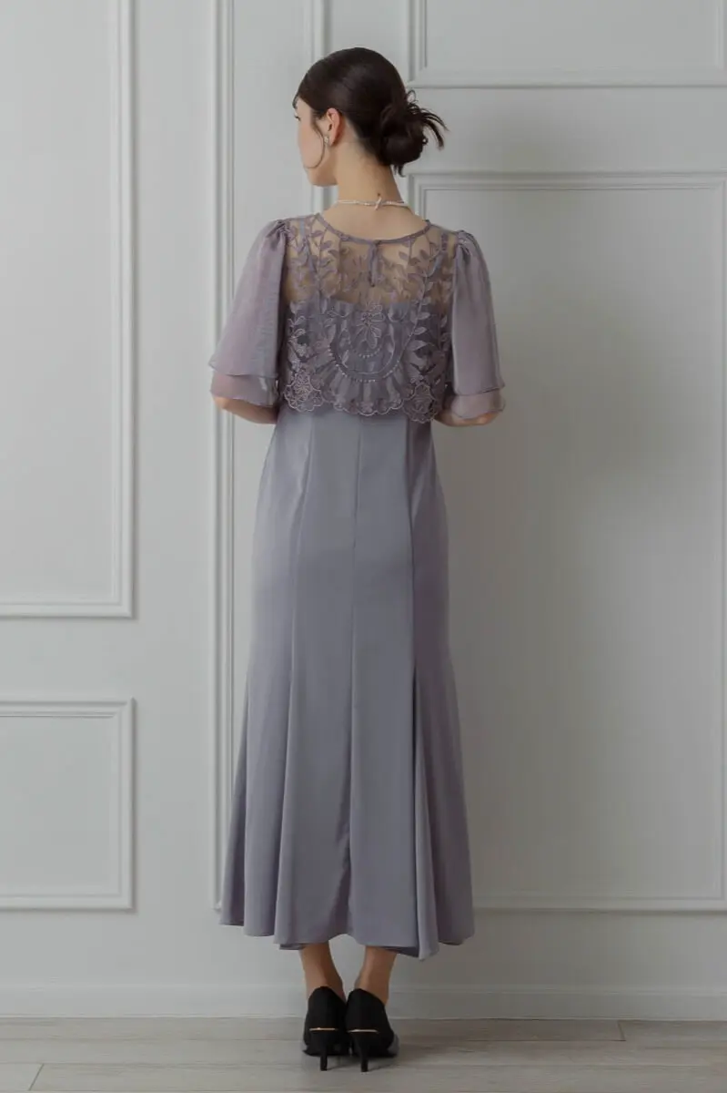 美品Dorry Doll ブライダルドレスsize M グレイッシュベージュ Fluffy sleeve pencil dress|LE'RURE
