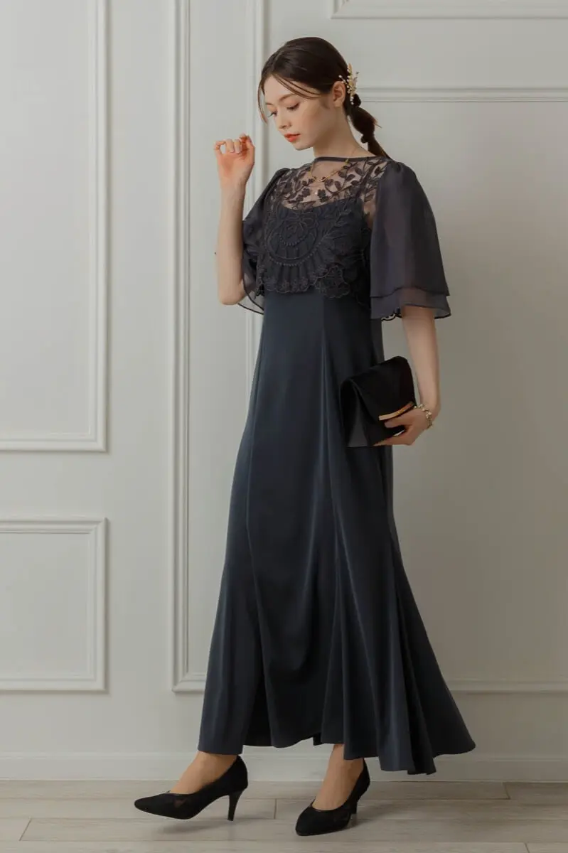 ネイビーのリーフブラウスマーメイド | Dorry doll | M | 結婚式