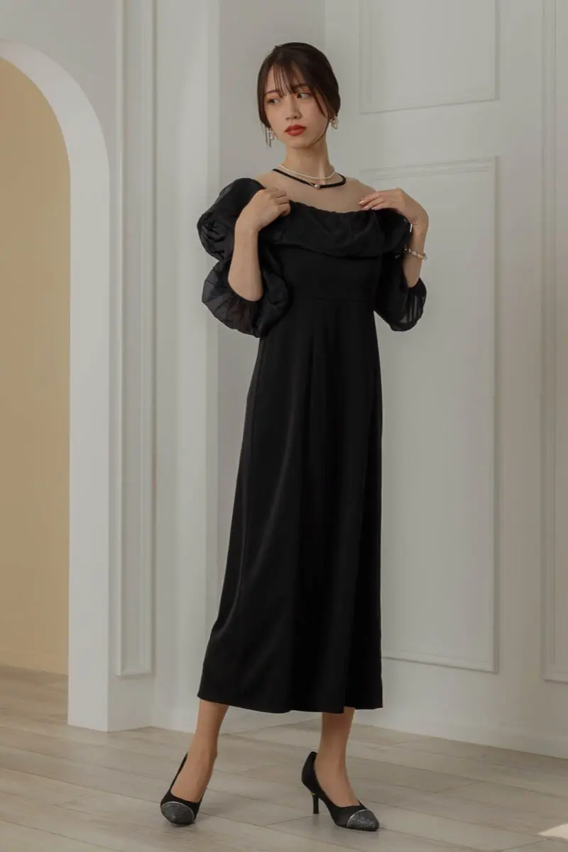 ブラックのオフショルダーバルーンドレス | LE' RURE | M | 結婚