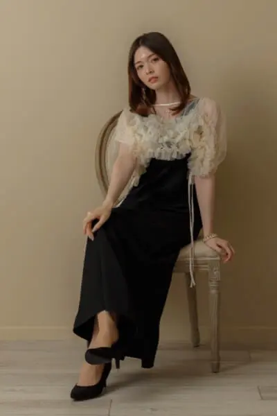 ANDRESD 2wayチュールドレス ANDRESD アンドレスド チュールドレープスパンコールドレス