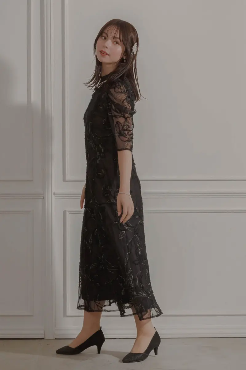 新品　Mサイズ　グレー　La Cadance フェザーフラワーチュールドレス 7☆新品☆La cadence フェザーフラワーチュールドレス M - メルカリ