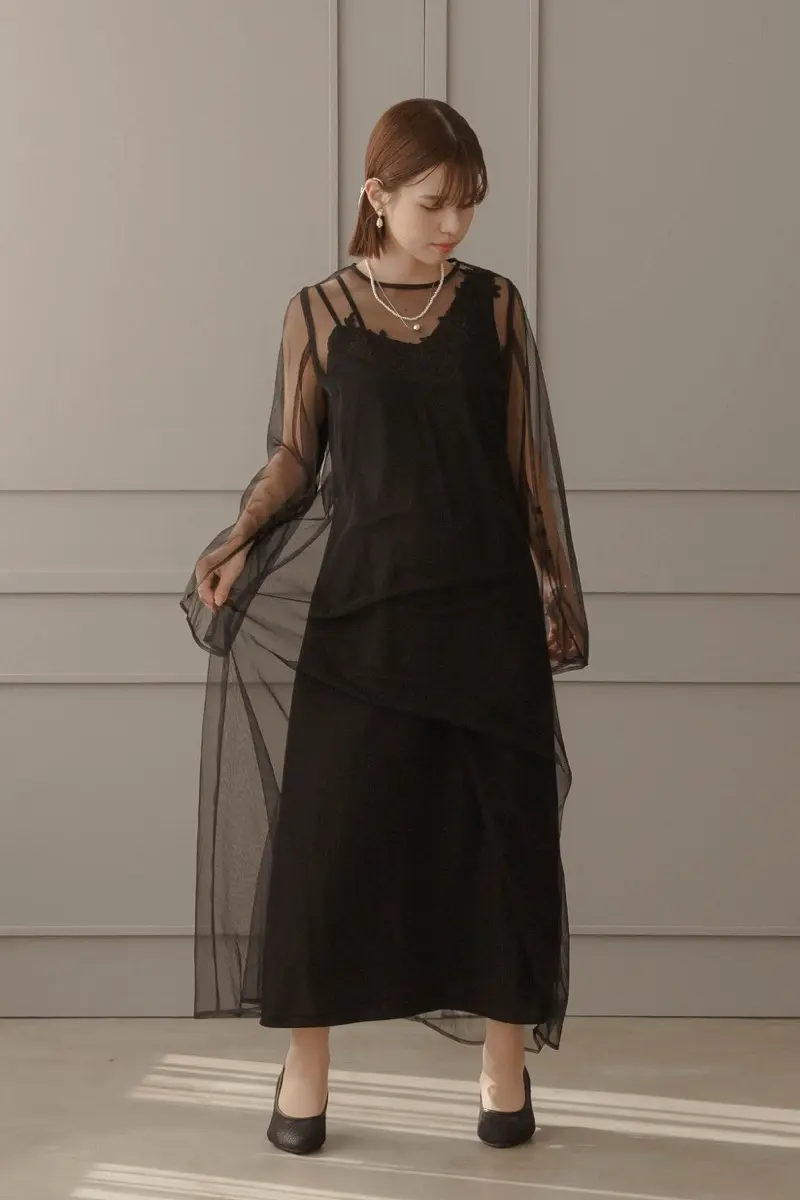ブラックのシアーチュール2wayドレス | metoi | L | 結婚式