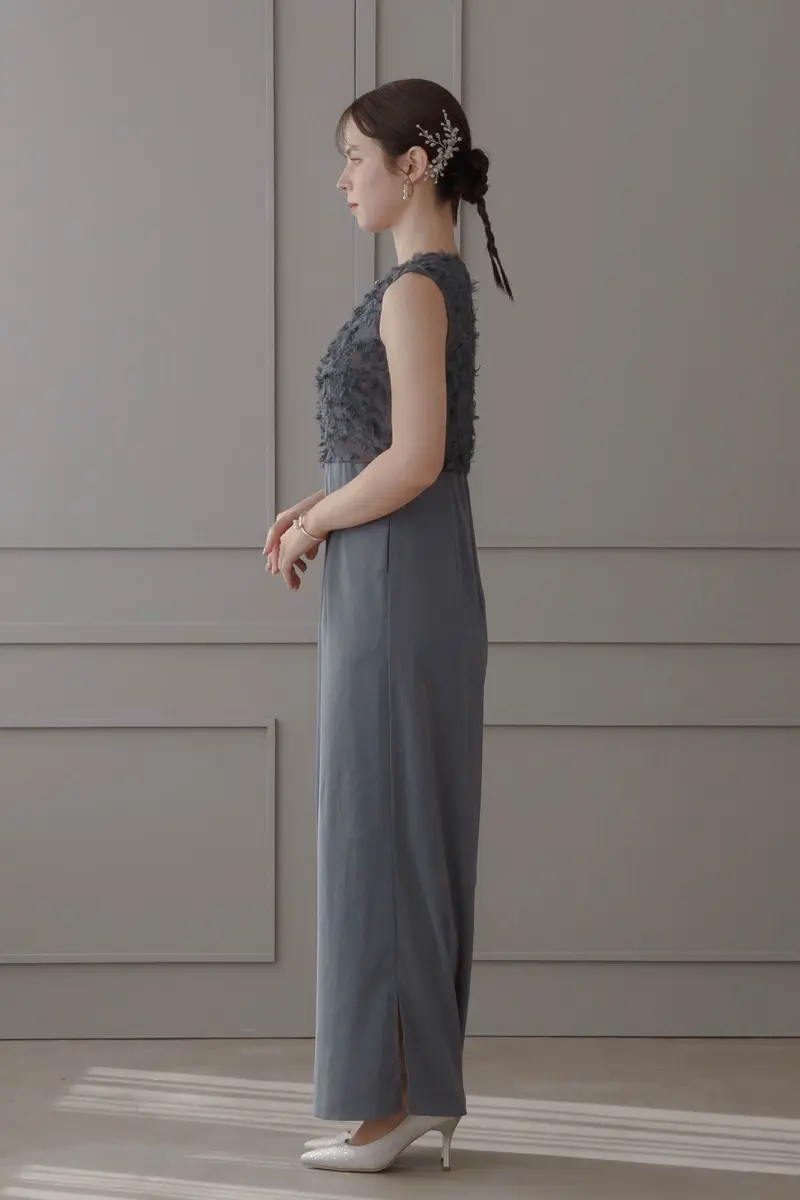 【新品】リルアー LERURE オールインワン パンツドレス グレージュ M LE'RURE リルアー イレギュラーカッターコンビネーションパンツドレス