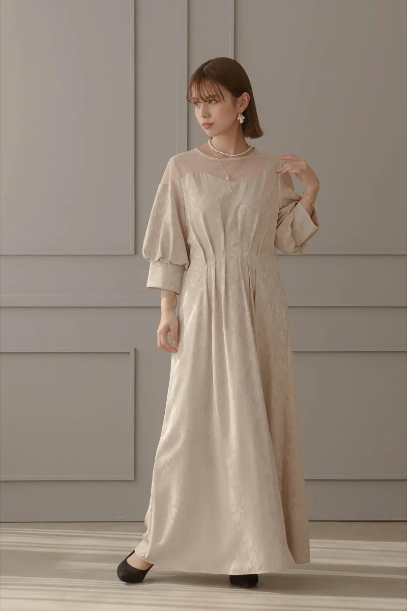 5★新品★ LE’RURE パンツドレス　結婚式パーティベージュM/Middle LE'RURE リルアー イレギュラーカッターコンビネーションパンツドレス