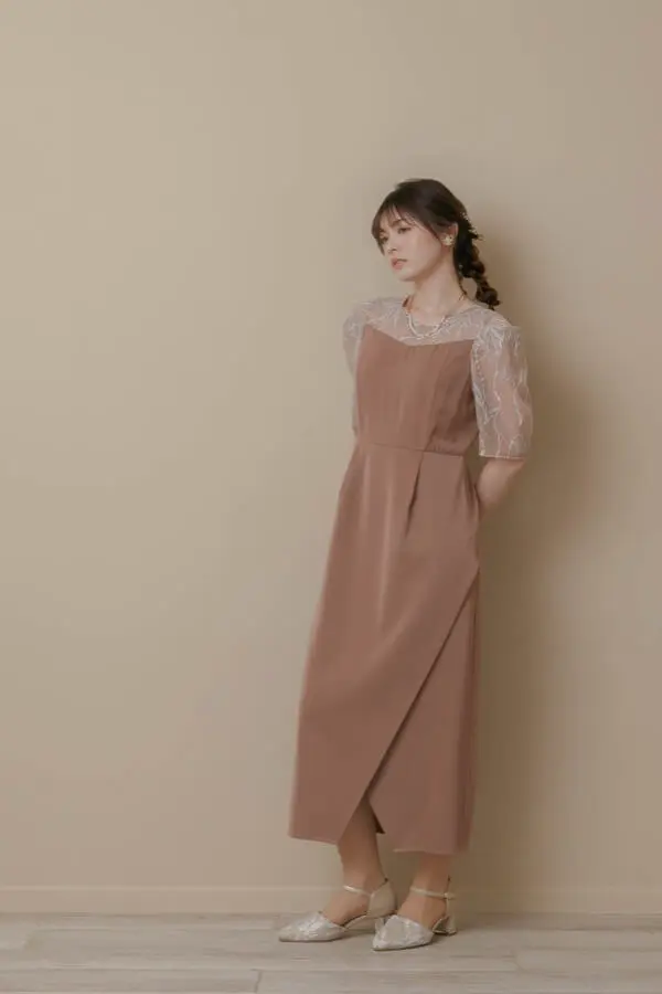ウエストリボン付きドレスのレンタルドレス｜結婚式パーティーの
