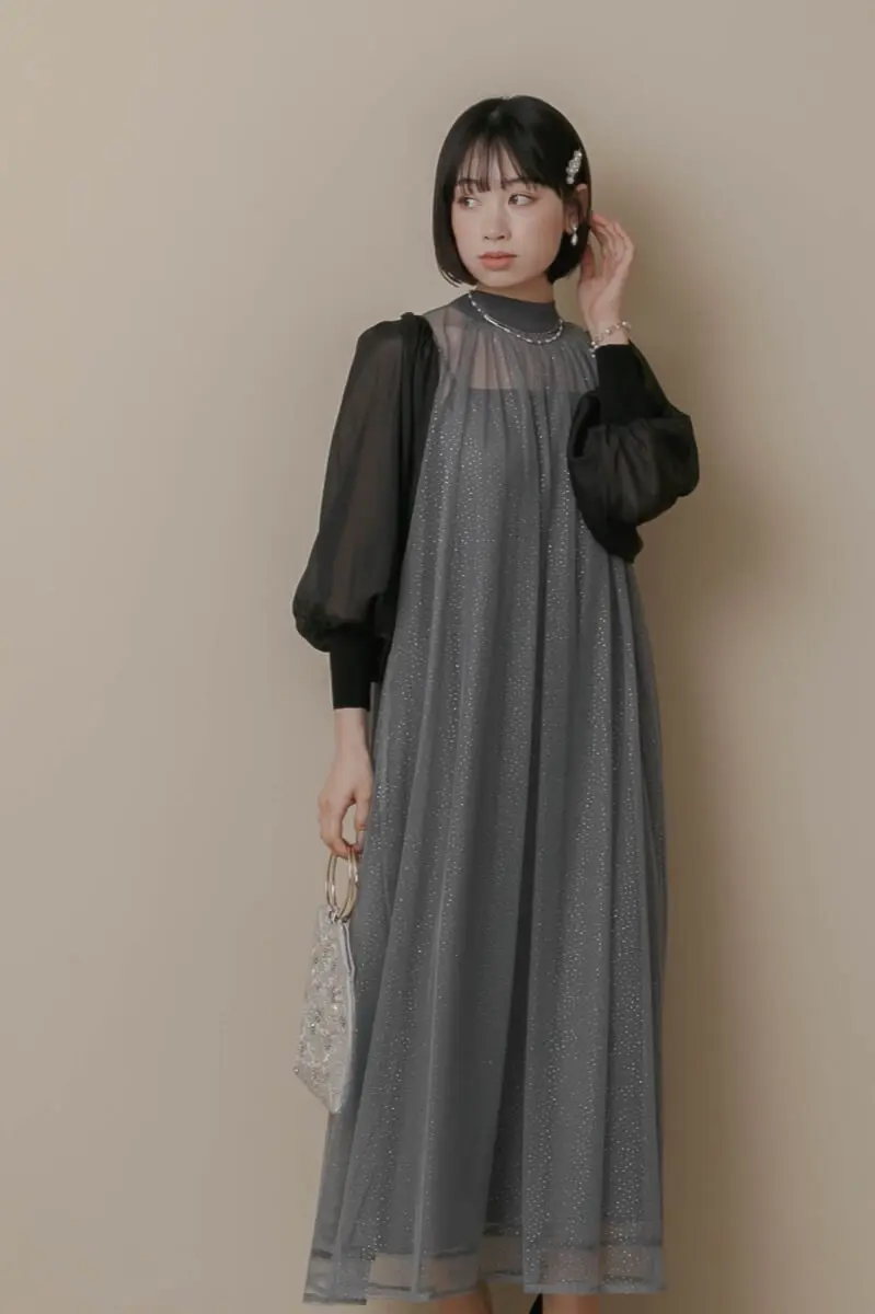 ブルーのシアーラメドレス | Dorry doll | M・マタニティ可 | 結婚式