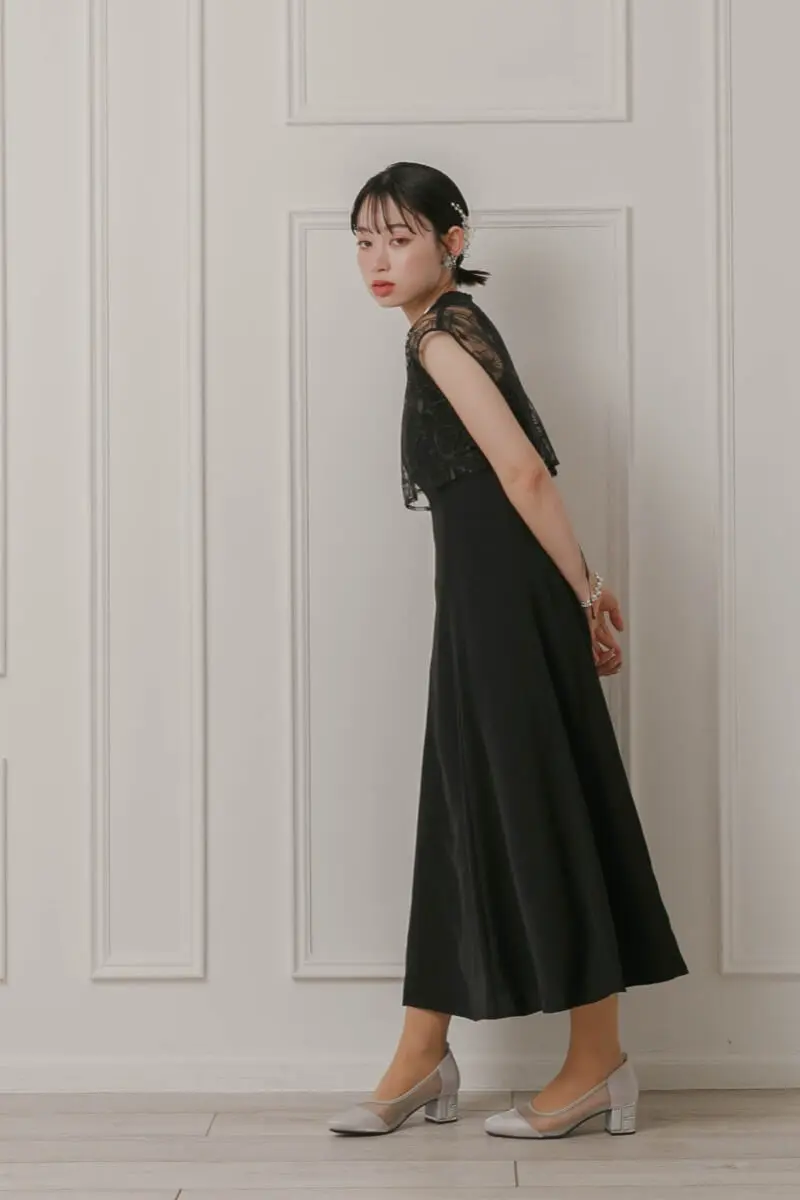ブラックのスパンコールレースドレス | metoi | M | 結婚式パーティー
