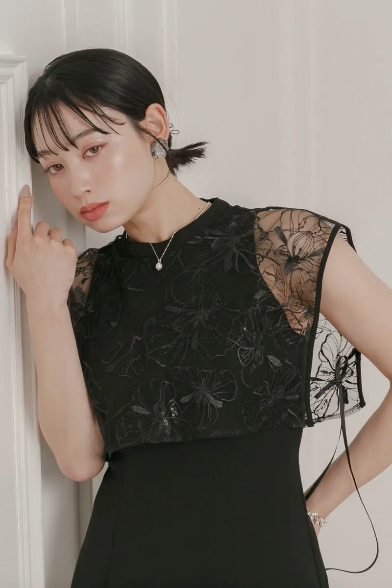 ブラックのスパンコールレースドレス | metoi | M | 結婚式パーティー