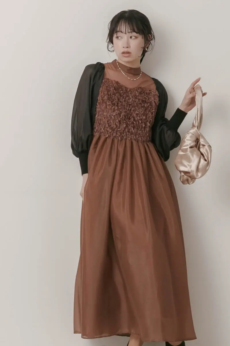 ブラウンのフリンジフェアリードレス