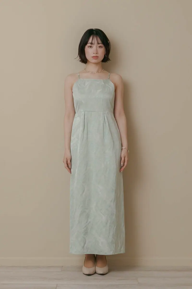ミントのケープ付きジャガードドレス | LE' RURE | M | 結婚式