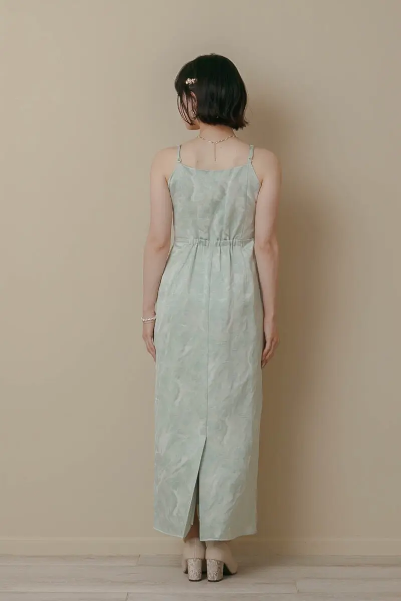 ミントのケープ付きジャガードドレス | LE' RURE | M | 結婚式