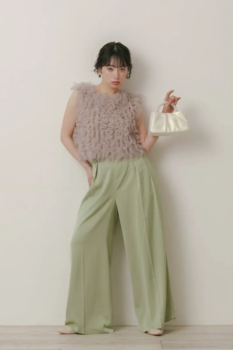 グリーンのチュールトップスセットパンツドレス | Dorry doll | M