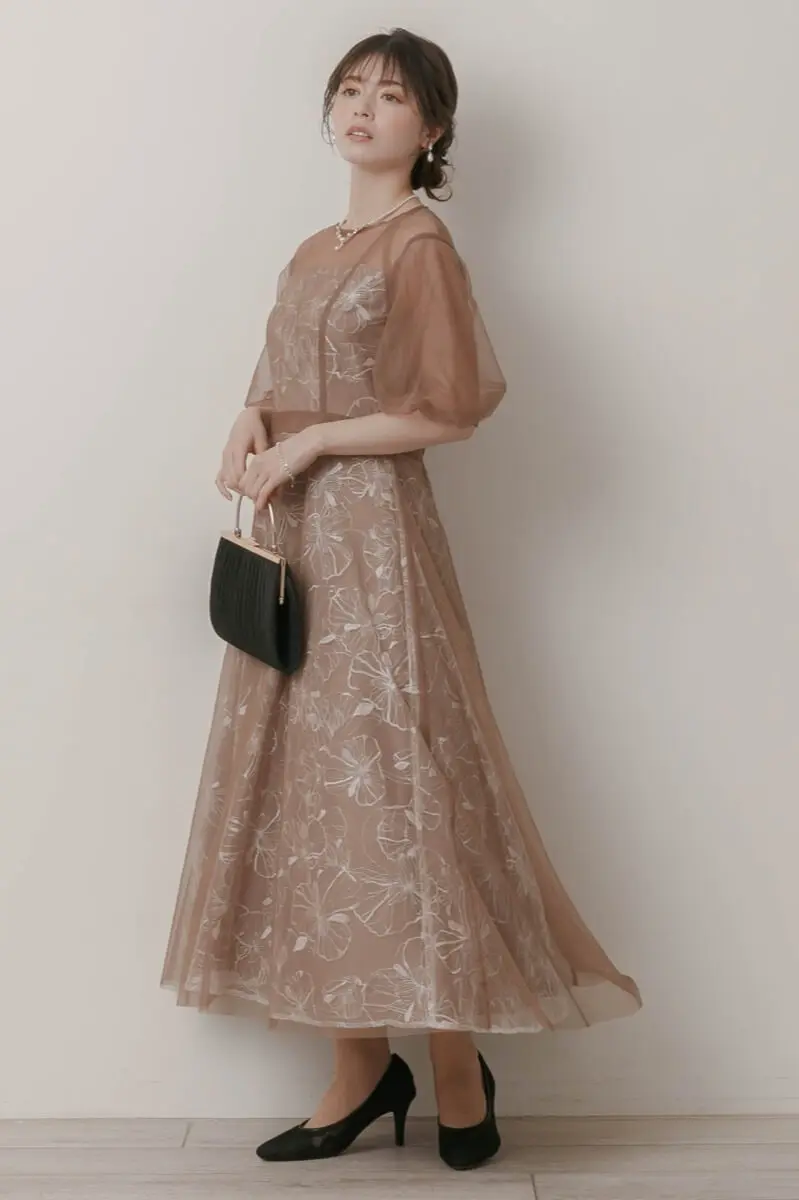 モカのチュールスパンコールレースドレス | metoi | M | 結婚式