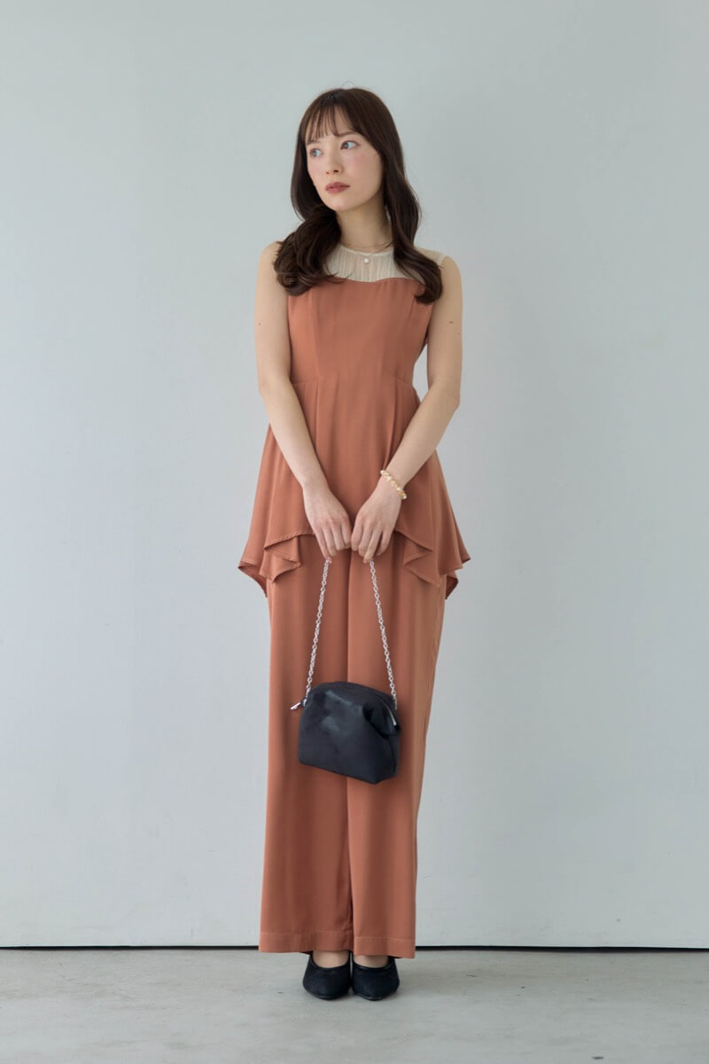オレンジのペプラムパンツドレスの商品画像2