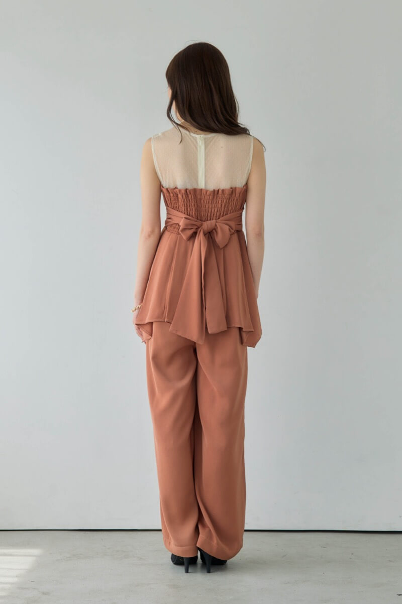 オレンジのペプラムパンツドレスの商品画像4