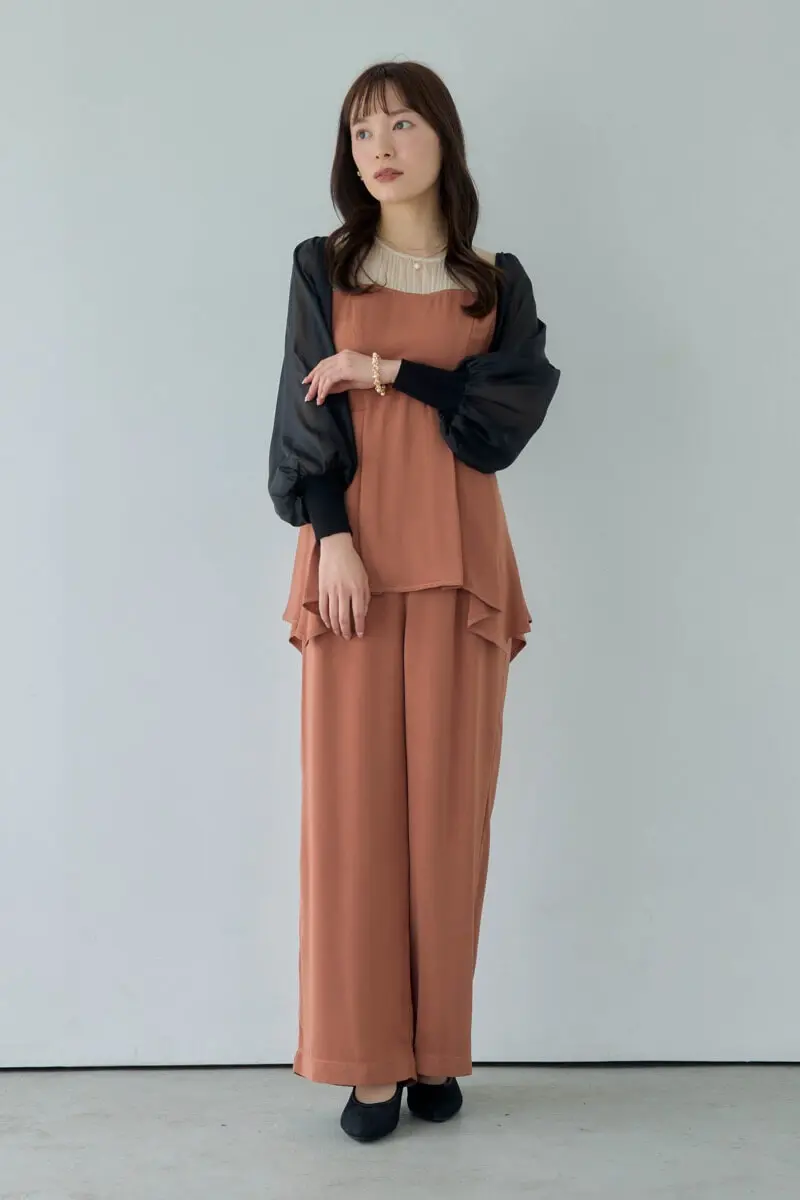 オレンジのペプラムパンツドレス | Dorry doll | M | 結婚式パーティー