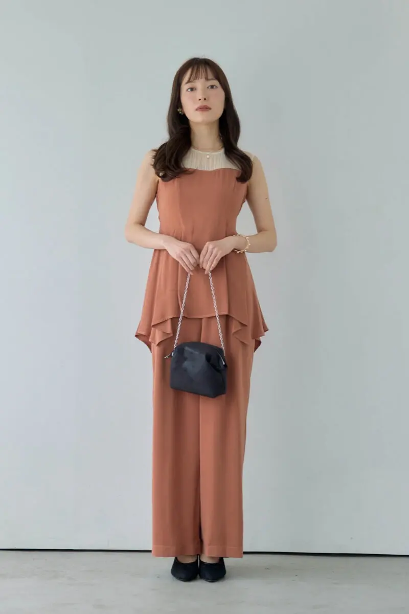 オレンジのペプラムパンツドレス | Dorry doll | M | 結婚式パーティー