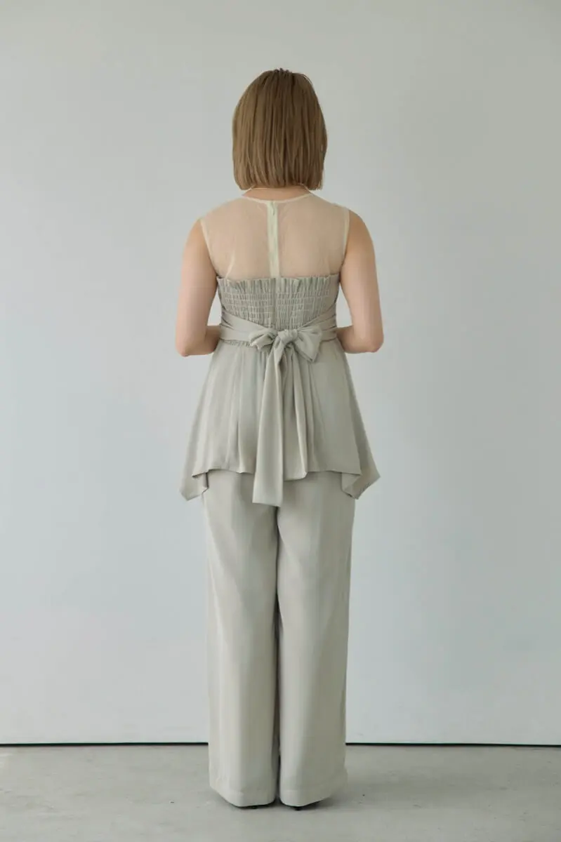 ベージュのペプラムパンツドレス | Dorry doll | M | 結婚式パーティー
