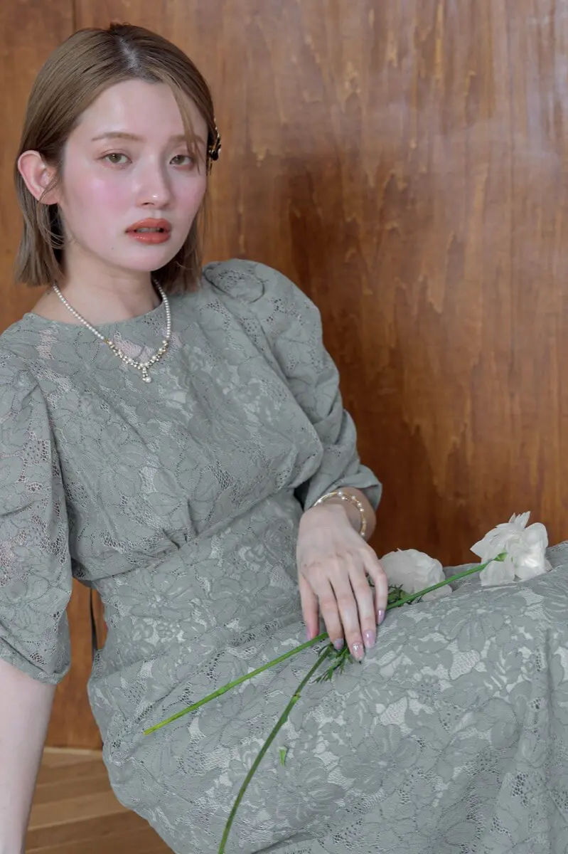 ブルーの総レースダブルバックリボンドレス | Dorry doll | M | 結婚式