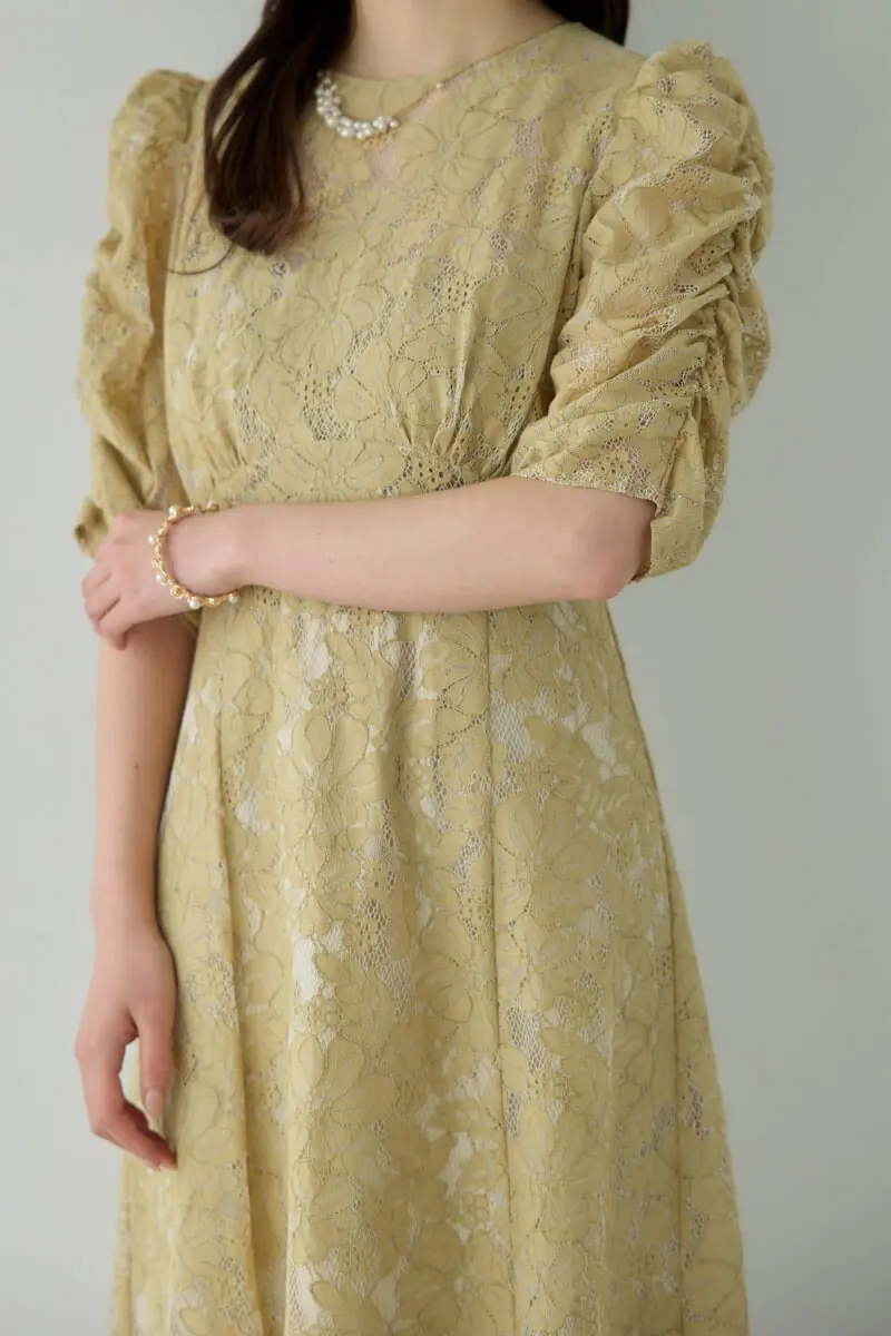 イエローの総レースダブルバックリボンドレス | Dorry doll | M | 結婚
