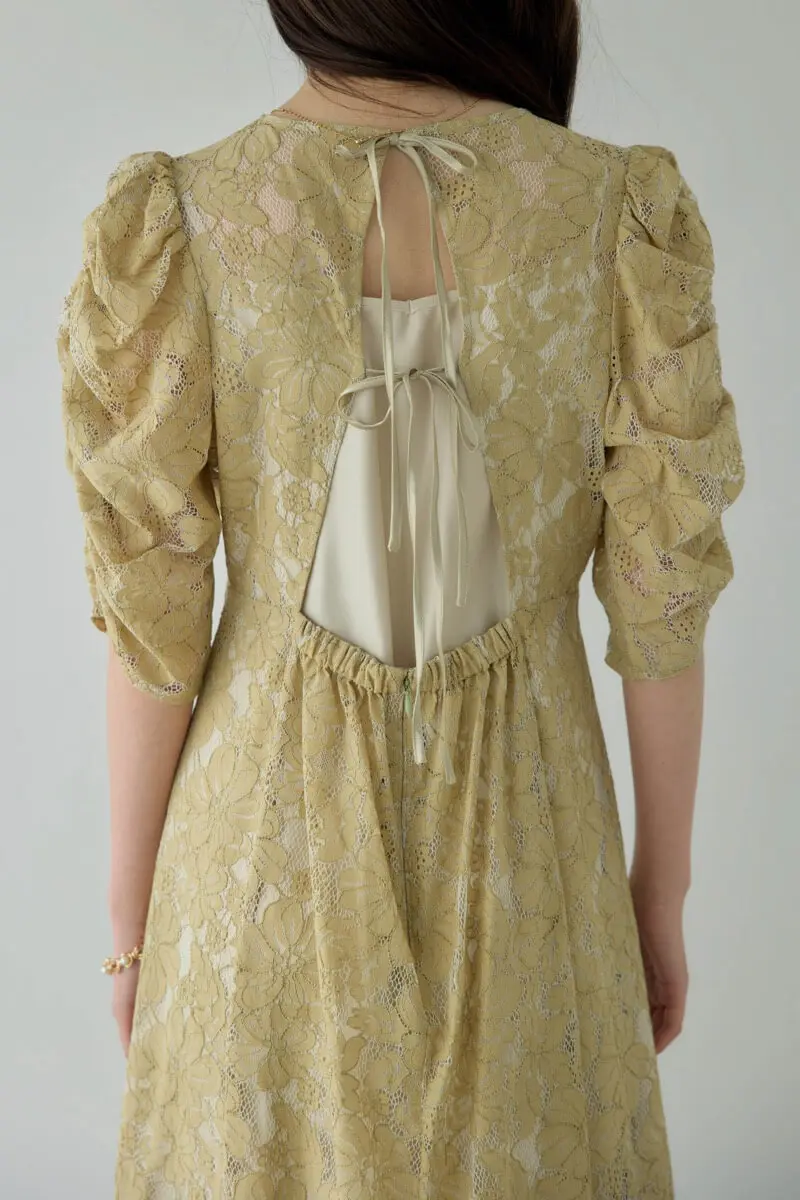 イエローの総レースダブルバックリボンドレス | Dorry doll | M | 結婚