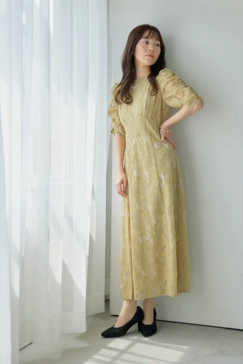 総レースバックリボンドレス haremode ドレス 総レースバックリボン付き オケージョンドレス